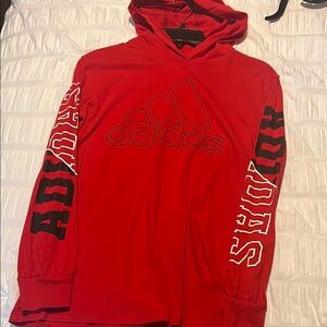Adidas Bold Red Hoodie with Sleeve Graphics